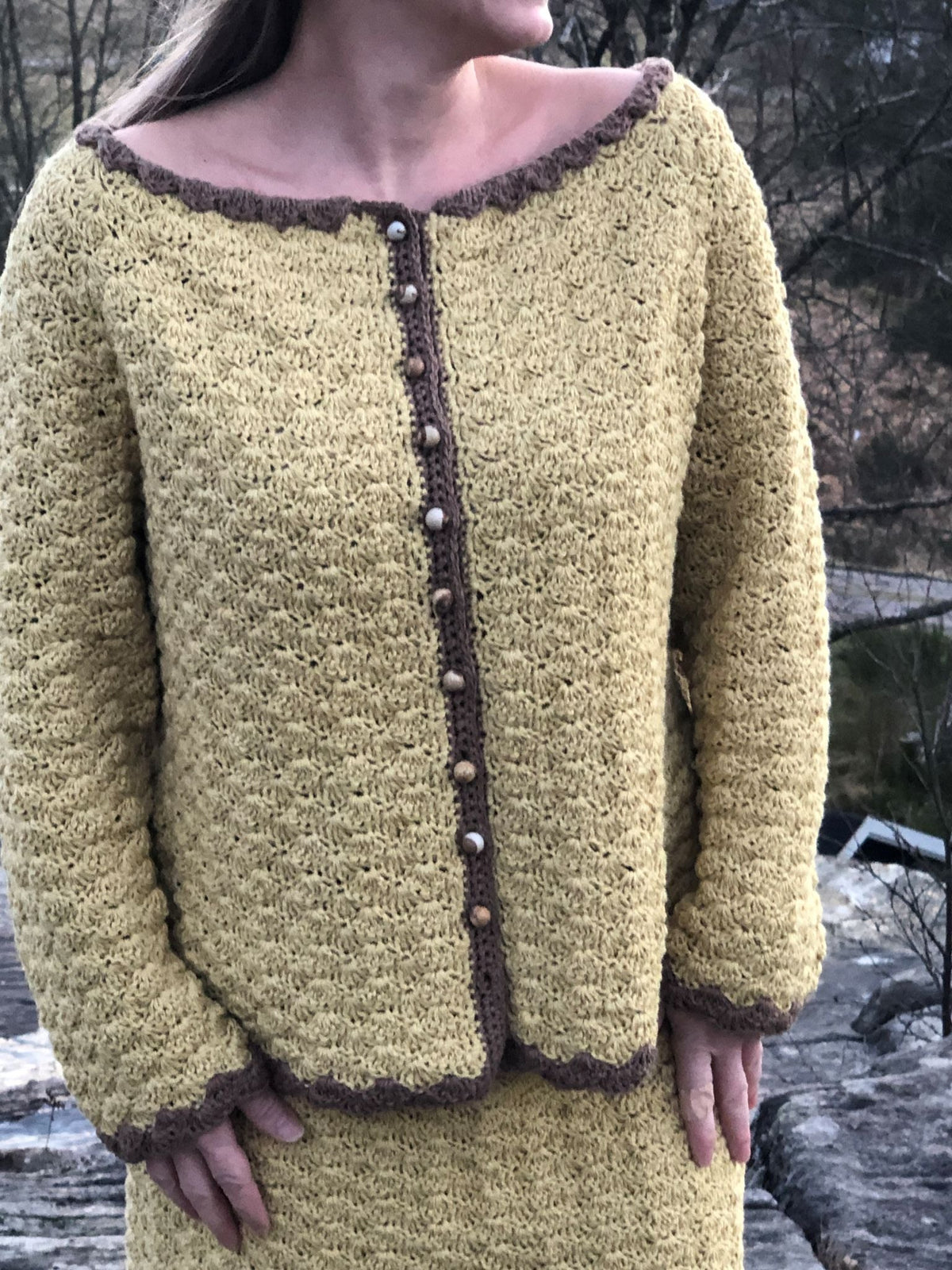 Golden Belle – Heklet drakt med vifter Heklerier
